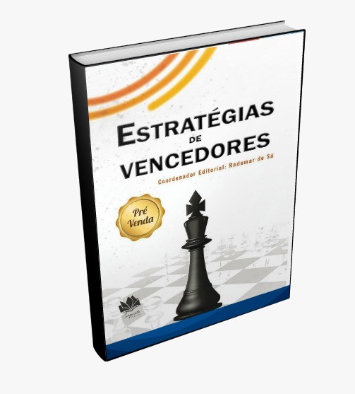 Capa do livro Estratégias de Vencedores, com um rei de xadrez sobre o tabuleiro